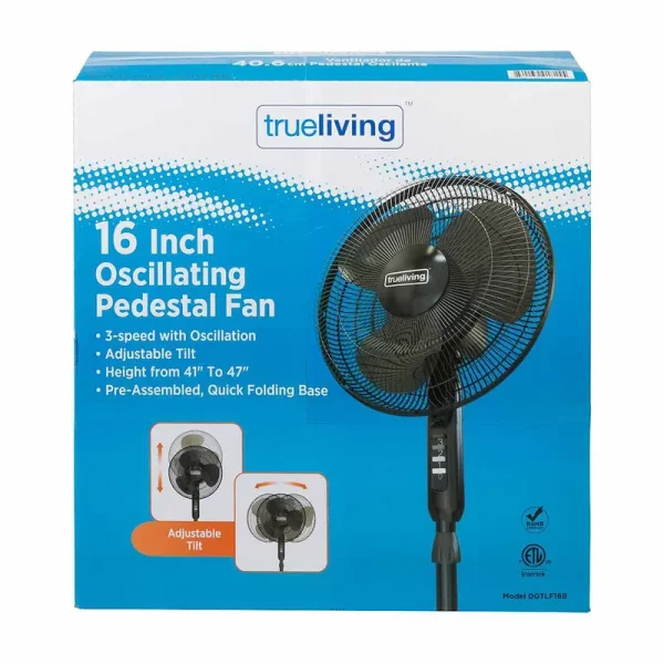 Trueliving Adjustable Oscillating 16" Black Pedestal Fan | Dollar General