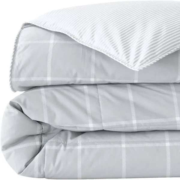 Lands' End Pureloft Printed Comforter or Sham, Dark Grey, Full/Queen