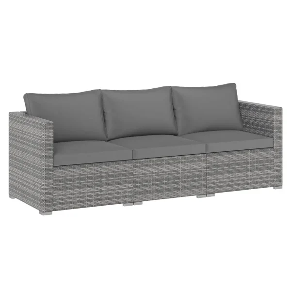 Tangkula Outdoor Patio 3 Seat Sofa Set | PE Rattan Modular Cushioned Sectional Couch Furniture Set
