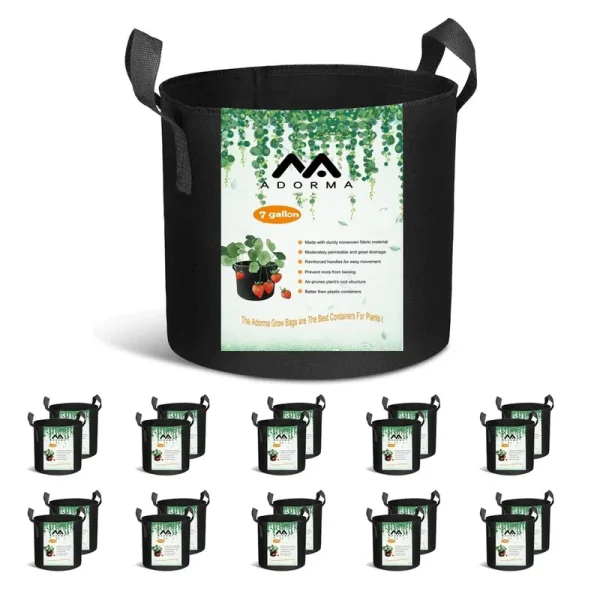Adorma 20-Pack 7 Gallon Grow Bags Heavy Duty Aeration Fabric Pots with Handles 300g Thickened Nonwoven Pots for Plants/Vegetables/Flowers