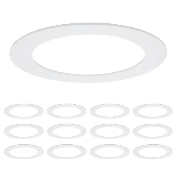 Maxxima 12 Pack 6 in. Goof Rings for Recessed Lights, Can or Canless Lighting Round Downlight Trim Ring, Outer Diameter 8.6 Inner Diameter 6.22,