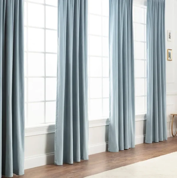 Chanasya Premium Solid Velvet Curtains - Classy and Solid Drapes for Living Room or Bedroom - 52" x 63" - Slate Blue, 2 Panels