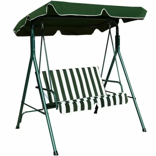 Kadyn Patio Swings for Porch, Comfortable Porch Swings, Loveseat Cushioned Patio Steel Frame Swing Glider - Green