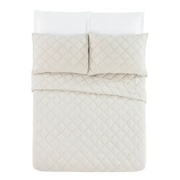 Better Homes & Gardens Papyrus Beige Diamond Gauze Quilt, Full/Queen