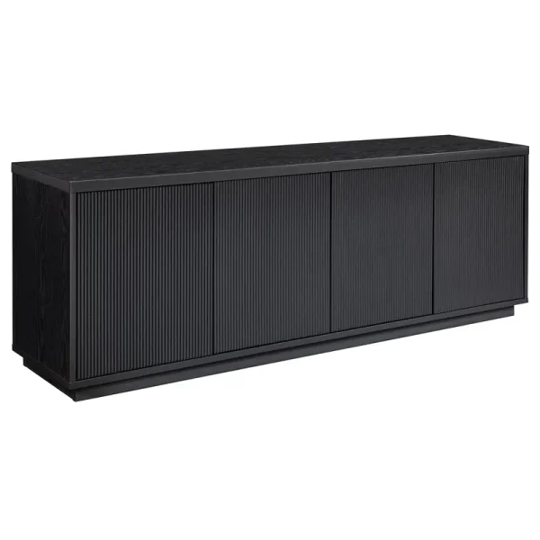 Evelyn&Zoe Hanson Rectangular TV Stand for Tv'S up to 75", Black Grain