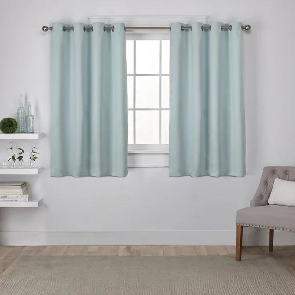 Exclusive Home Curtains Sateen Twill Woven Blackout Grommet Top Curtain Panel Pair, 52x84, Seafoam, 2 Count