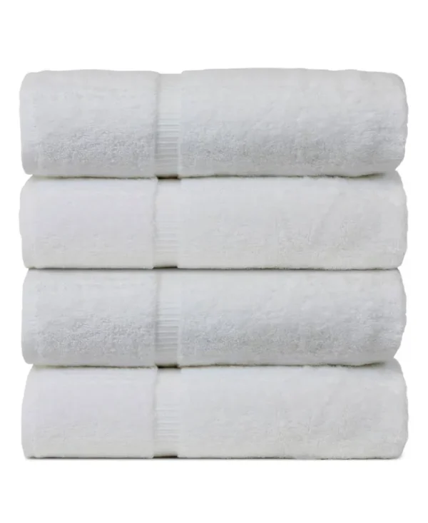 Bare Cotton Luxury Hotel & Spa Towel 100% Genuine Turkish Cotton Bath Towels - White - Dobby Border - Set of 4