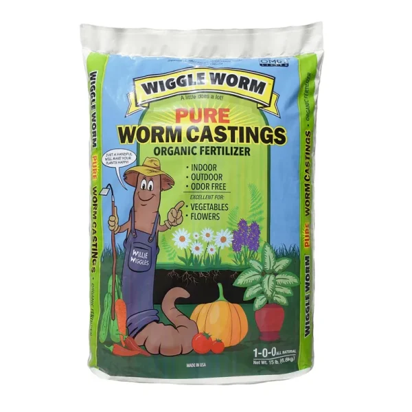 Wiggle Worm Soil Builder Earthworm Castings Organic Fertilizer, 15 Lb.