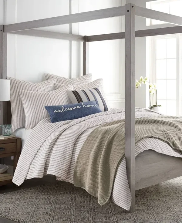 Levtex Home Tobago Stripe Taupe Twin Quilt Set, Cotton