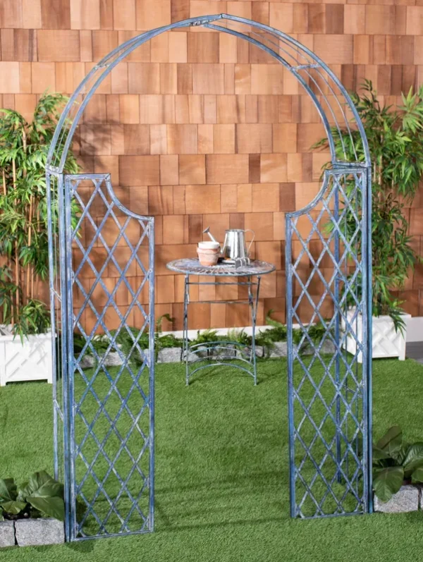 SAFAVIEH Jaida Outdoor Patio Traditional Arbor, Antique Blue