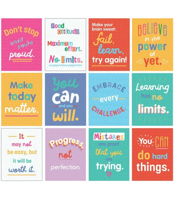 Carson Dellosa Mini Posters, Growth Mindset Quotes, 8.5 x 11, 12/Set