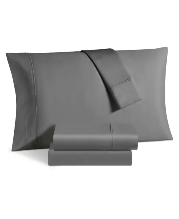 Aspen 1000 Thread Count Sateen 6-Pc. Solid King Sheet Set - Grey