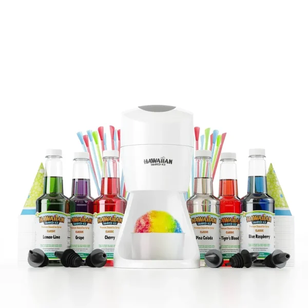 Hawaiian Shaved Ice S900A Electric Snow Cone Machine with 6 Syrups and Accessories