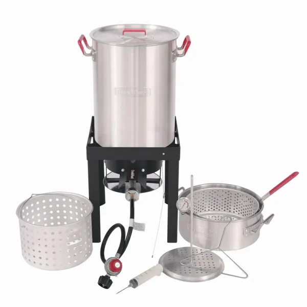 Creole Feast Aluminum 30 Qt. Turkey & 10 Qt. Fish Fryer Boiler Steamer Set