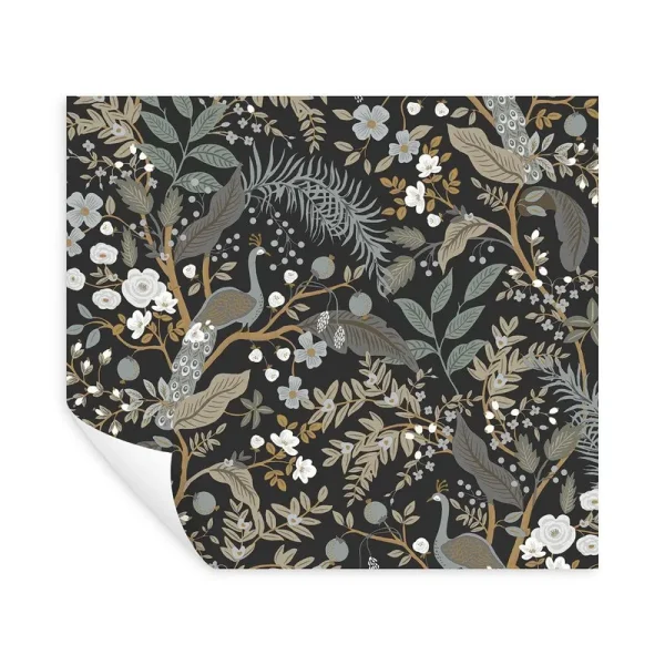 Rifle Paper Co. Peacock Garden Black Peel and Stick Wallpaper