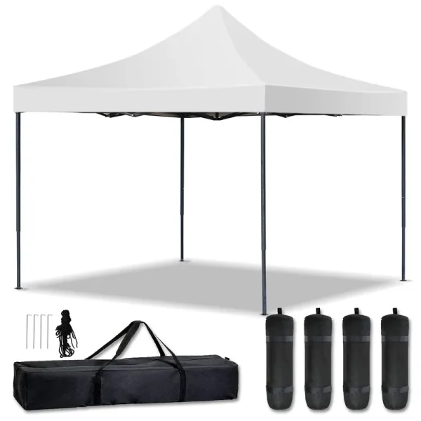 HCY Canopy Tent 10 x Pop Up EZ Sun Shade with Backpack, 4 Sand Weights Bags, Steel Stakes Gazebos for Outdoor, Wedding ,Party, Camping, Picnics