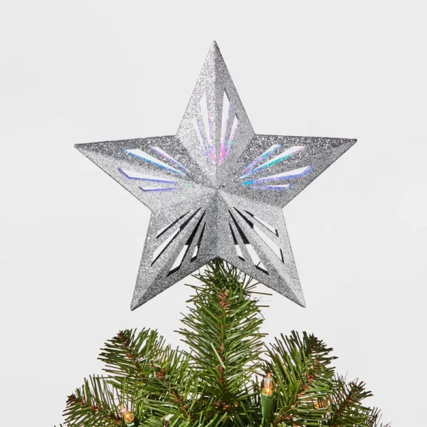 10" 3 LED Light Star Tree Topper Silver - Wondershop