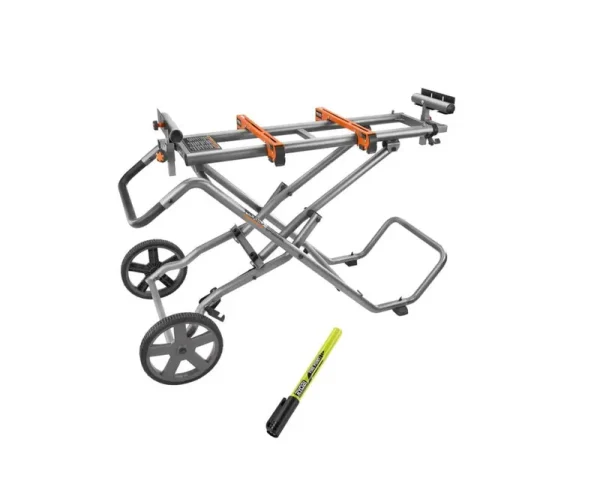 Ridgid AC9946-RPM121 Universal Mobile Miter Saw Stand with Mounting Braces and Black Fine Point Permanent Workshop Marker-Instock