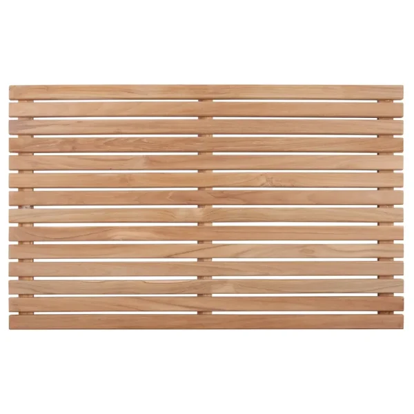 Nordic Style Natural Beige Teak Indoor and Outdoor Shower/Bath Mat 31.4 in. x 19.6 in.