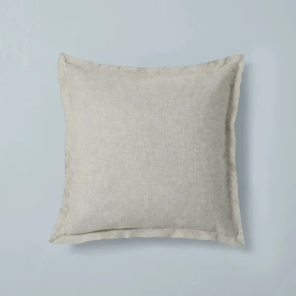 Hearth and Hand with Magnolia Bedding | Hearth and Hand Magnolia Jet Grey Pillow Cover 18 by 18 Cotton Linen Blend Fray | Color: Gray | Size: 18 by 18