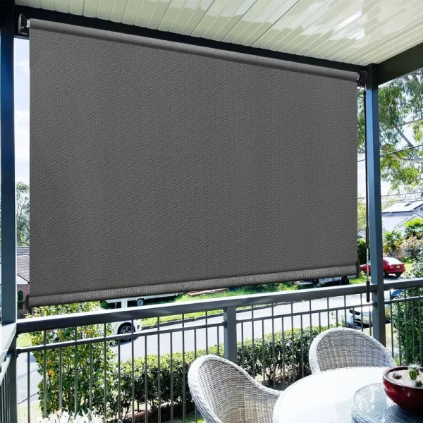 Amagenix Outdoor Roller Shades 6'(w) x 8'(H), Exterior Cordless Patio Shades Roll Up Outdoor Blinds for Porch Gazebo, Gray