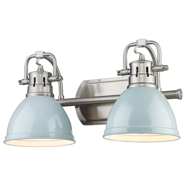 Golden Lighting Duncan 2 Light Bath Vanity, Pewter Seafoam