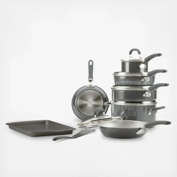 Rachael Ray 12148 13-piece Aluminum Cookware Set, Gray Shimmer