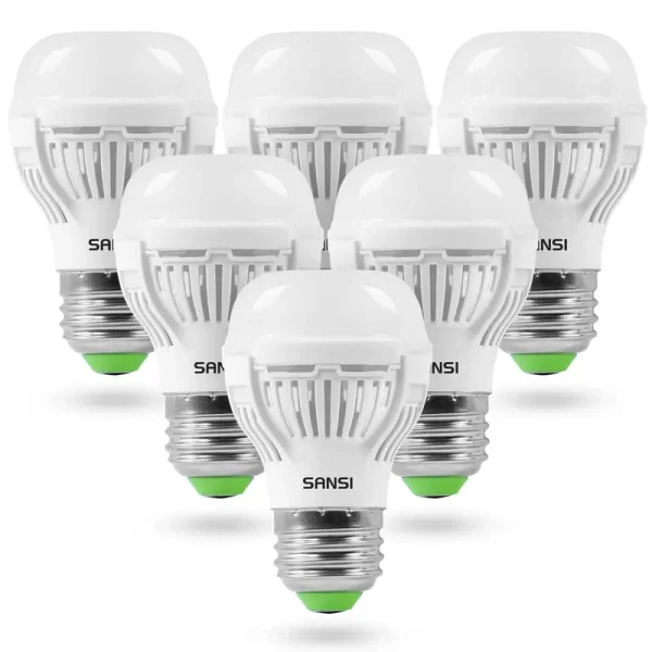 SANSI 60W Equivalent LED Light Bulbs, 22-Year Lifetime,6 Pack 900 Lumens Light Bulb with Ceramic Technology,5000k Daylight Non-Dimmable, E26, A15, EF
