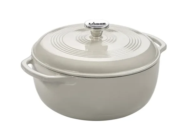 Lodge EC6D13 6 qt Cast Iron Dutch Oven Enamel Oyster White