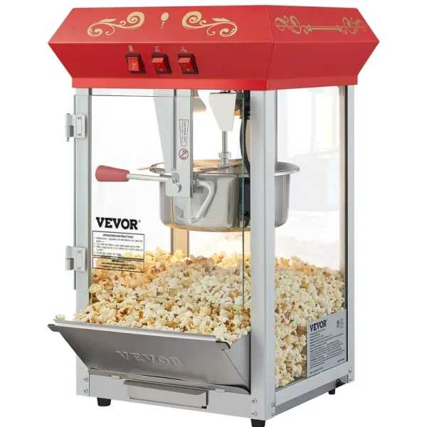 VEVOR Popcorn Popper Machine Countertop Popcorn Maker Red - 8 oz