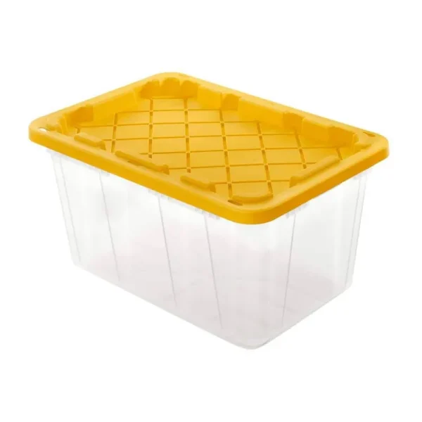 HDX 27 gal. Storage Tote in Clear with Yellow Lid