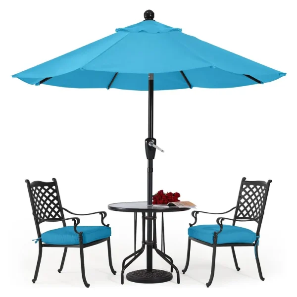 Patio Umbrella with Push Button Tilt 8 Ribs Turquoise / 9ft