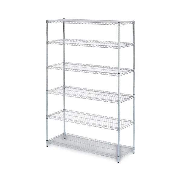 Alera NSF Certified 6 - Shelf Wire Shelving Kit, 48w x 18d x 72h, Silver