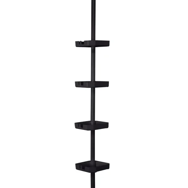 Bath Bliss 4 Tier Tension Corner Shower Organizer Caddy, Matte Black