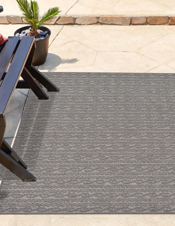 Unique Loom Outdoor Links Area Rug (6' x 6' Square - Gray)