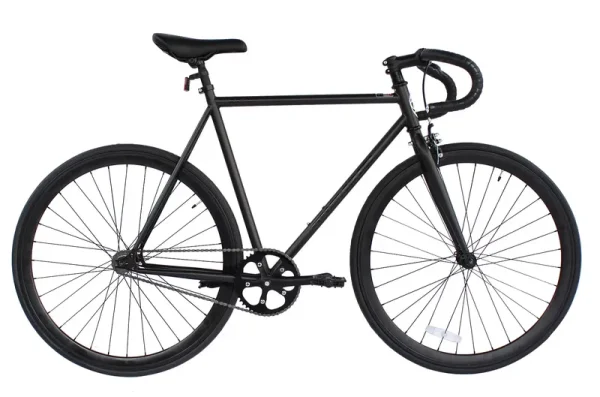 Wonder Wheels Fixed Bike 700C 57cm Hi - Ten Steel Frame Side Pull Brake Alloy Black Rims 700c*1.5*14g*32h*h30 Black Spokes, Tire: Black. - Matte Black & Black