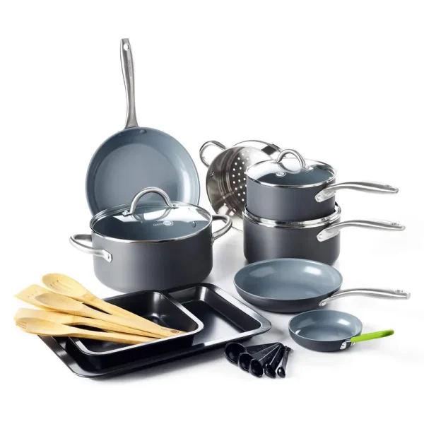 GreenPan Lima Healthy Ceramic Nonstick 18 Piece Cookware Set