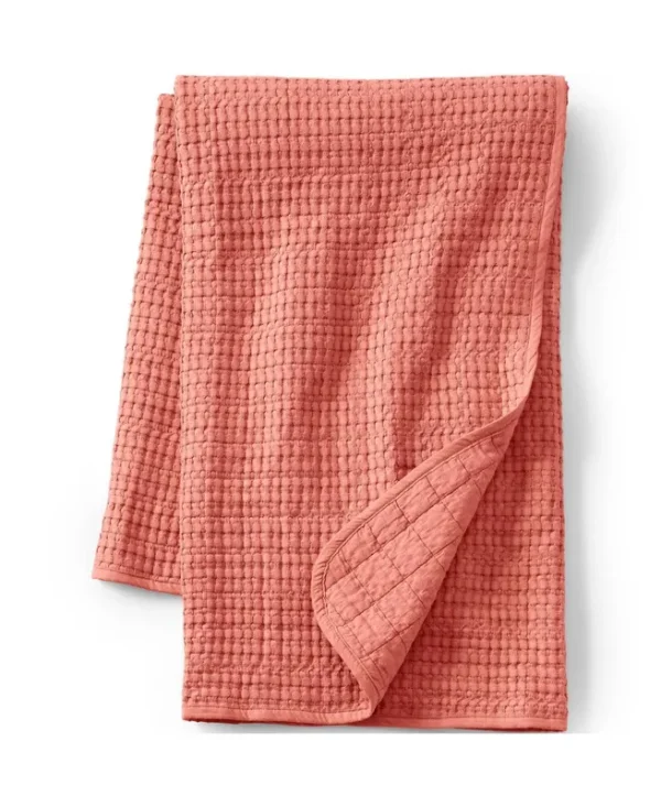 Lands' End Waffle Weave Throw Blanket, Orange