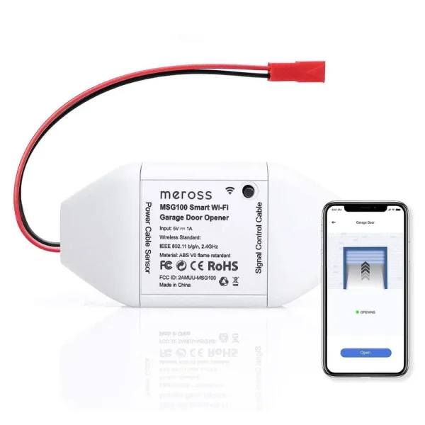 meross Smart Wi-Fi Garage Door Opener Remote App Control Compatible with Alexa Google Assistant No Hub Needed, White
