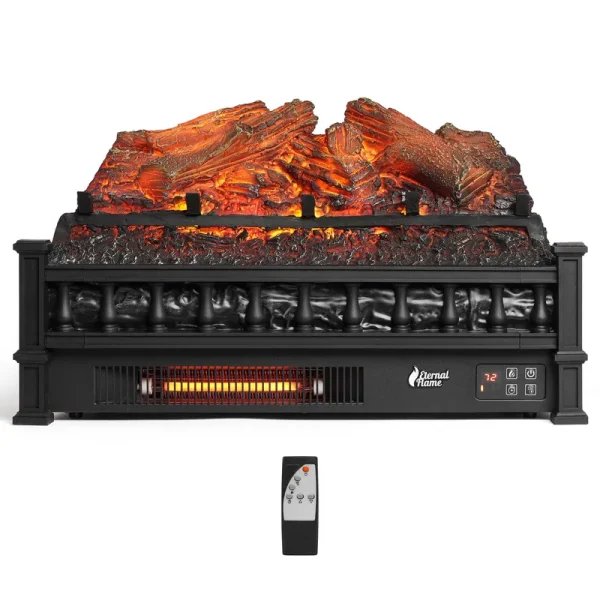 TURBRO Eternal Flame EF23-LG Electric Fireplace Logs, 23" Remote Control Fireplace Insert Log Heater, Realistic Lemonwood Ember Bed