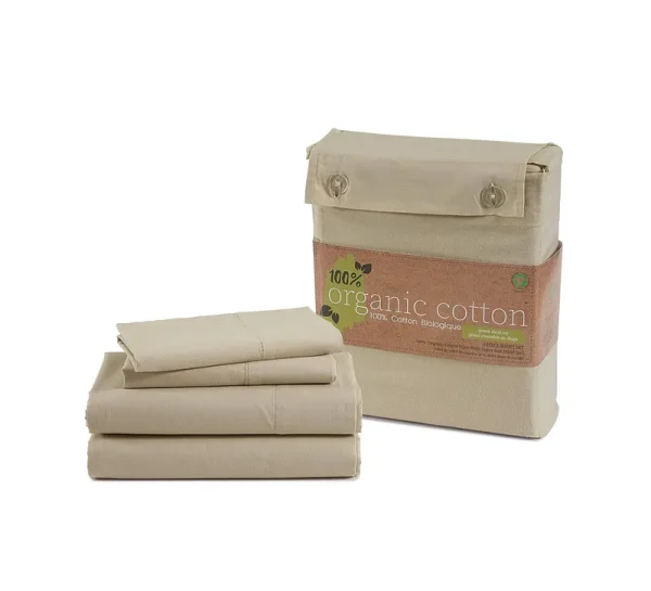 Lane Linen 100% Organic Cotton Sheets Set, Pure Organic Cotton Long Staple Percale Weave Ultra Soft Best Bedding Sheets for Bed, GOTS Certified