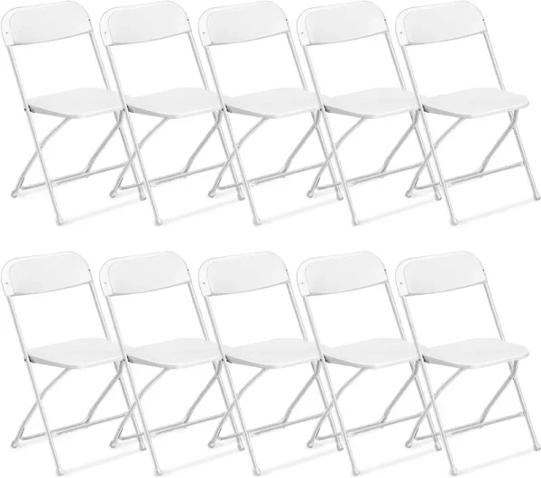 Ktaxon 10 Pack Commercial Plastic Folding Chairs Stackable Wedding Party Chairs Portable Chairs for Outdoor White
