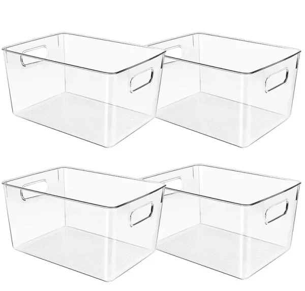 Control Kitchen Clear Plastic Storage Bins, Perfect for Kitchen Organization or Pantry Organization and Storage, Clear Storage Containers for Organizing, , Fridge