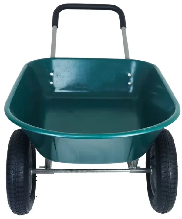 GIANNA Dual - Wheel Garden Cart, Heavy - Duty Yard Wheelbarrow with Built - in Stand for Lawn, Gardening, and Construction - Green