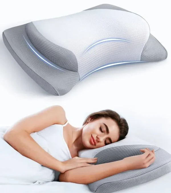 Gadole 8x Support Side Sleeping Pillow for Neck Pain Relief, Adjustable Cervical Pillow Fit Shoulder Perfectly, Ergonomic Contour Memory Foam Pillows
