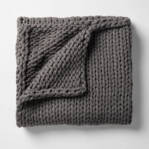 50"x70" Oversized Solid Bed Throw Dark Gray - Casaluna