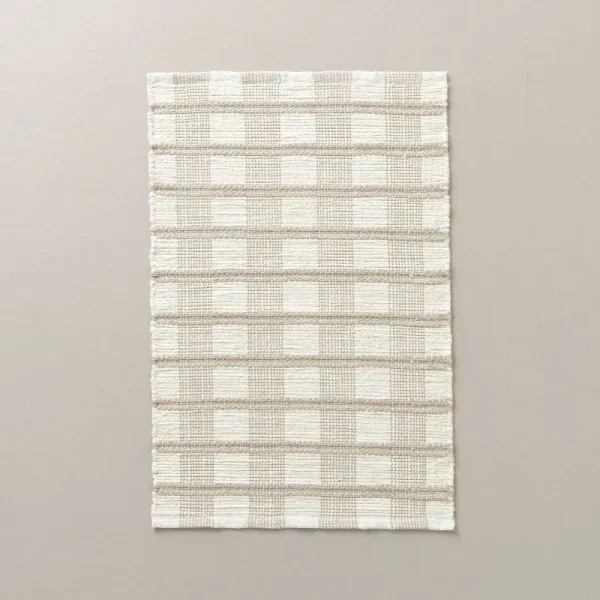 2x3'' Rib Stripe Plaid Handmade Woven Accent Rug Tan/Cream/Khaki - Hearth & Hand with Magnolia