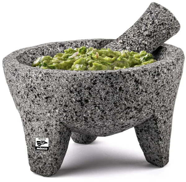 FESTMEX Genuine Handmade Mexican Mortar and Pestle Molcajete de Piedra Natural Volcanica Stone Heavy & Durable Perfect for Homemade Salsas Guacamo