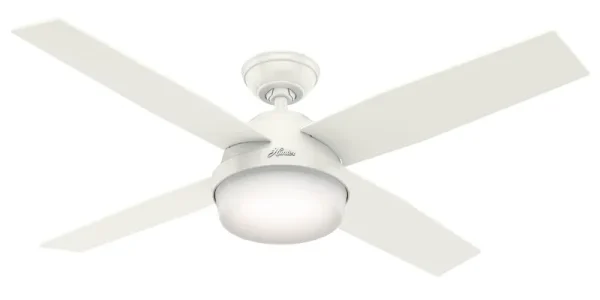 Hunter Fun 59252 Contemporary Dempsey Damp Outdoor Ceiling Fan with Remote, Fresh White/ Washed Oak