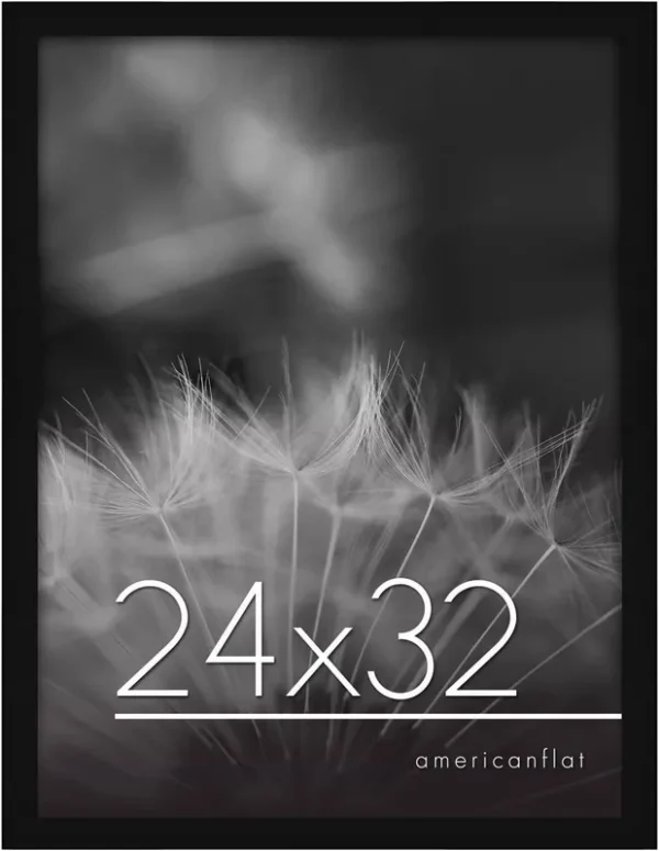 Americanflat 24x32 Poster Frame in Black - Composite Wood with Polished Plexiglass - Horizontal and Vertical Formats for Wall with Hanging Hardware
